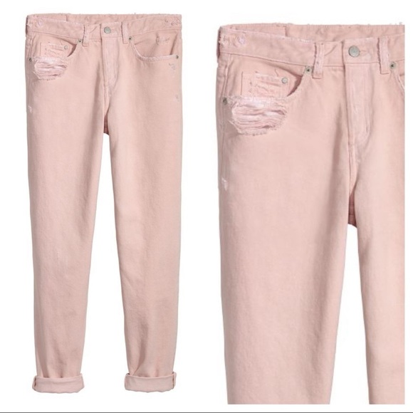 H&M & DENIM Boyfriend Low Jeans Powder pink sz24 - Picture 1 of 8